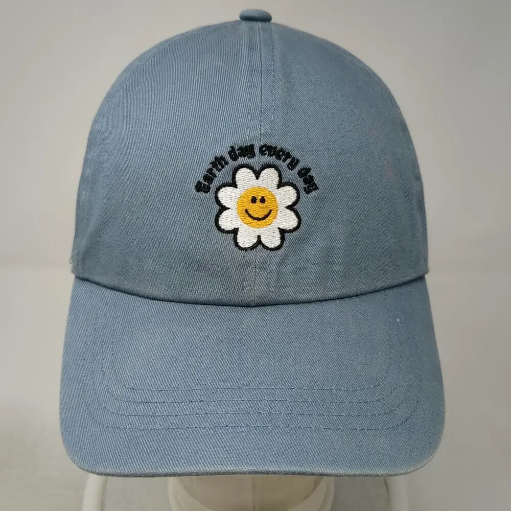 Baseball Cap Blue OSFM Earth Day Every Day Smiling Daisy Flower Slideback Hat